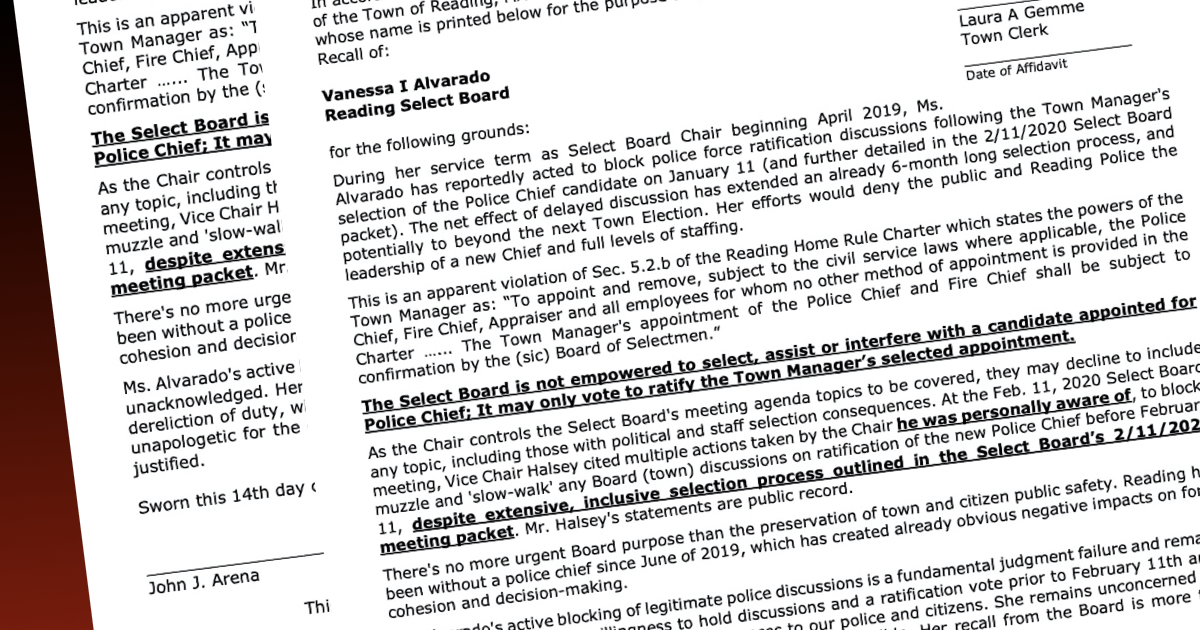 Recall Petition Certified – The Reading Post