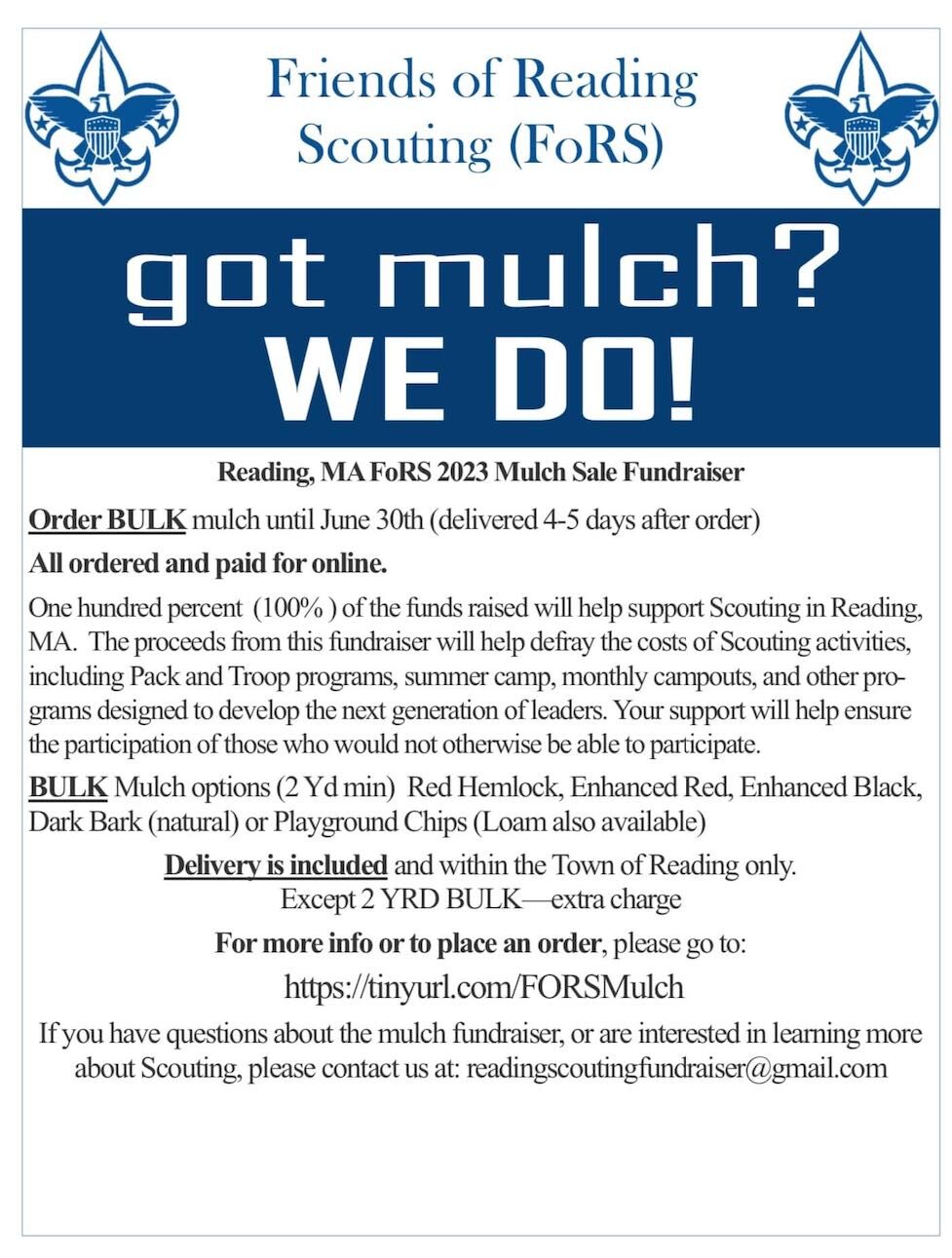 Friends of Reading Scouting (FoRS) Mulch Sale Fundraiser The Reading Post